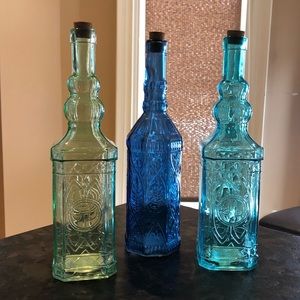 Vintage Blue, Teal, & Green Glass Bottles